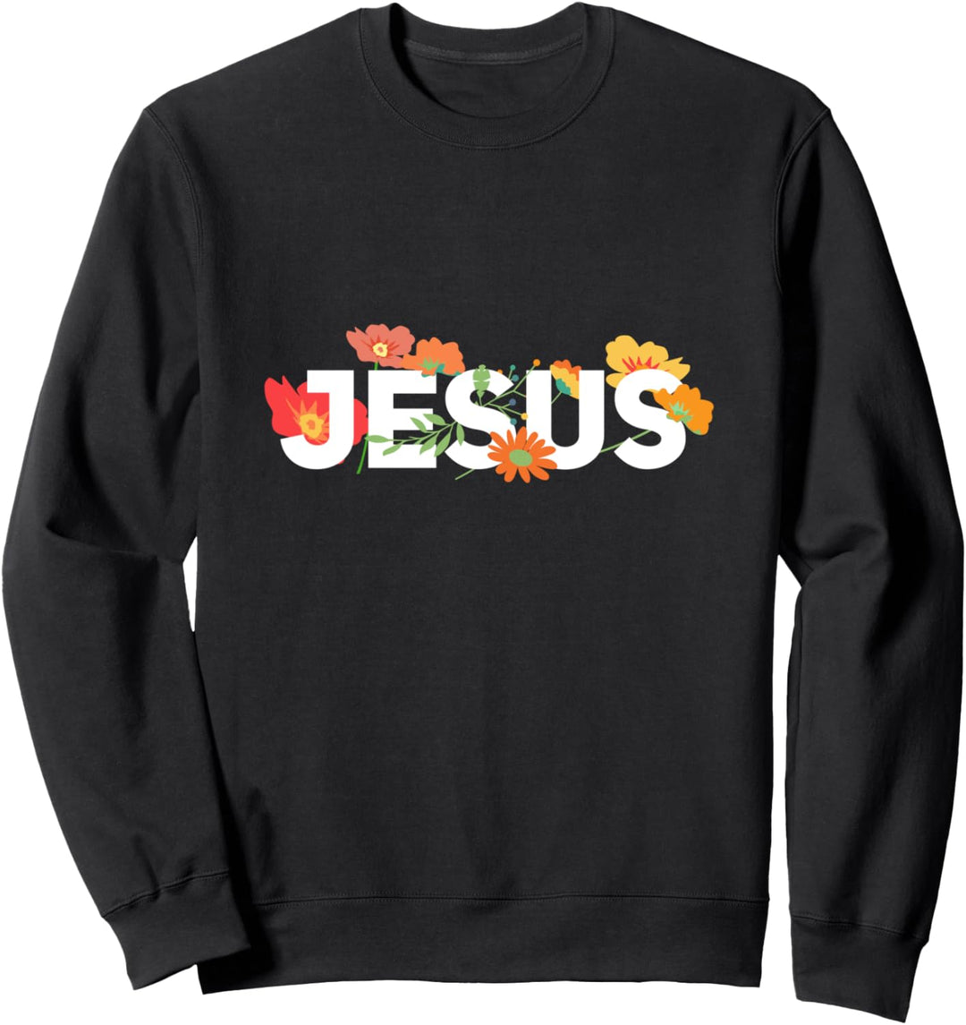 Jesus mit Blumen. Christliches Design Sweatshirt