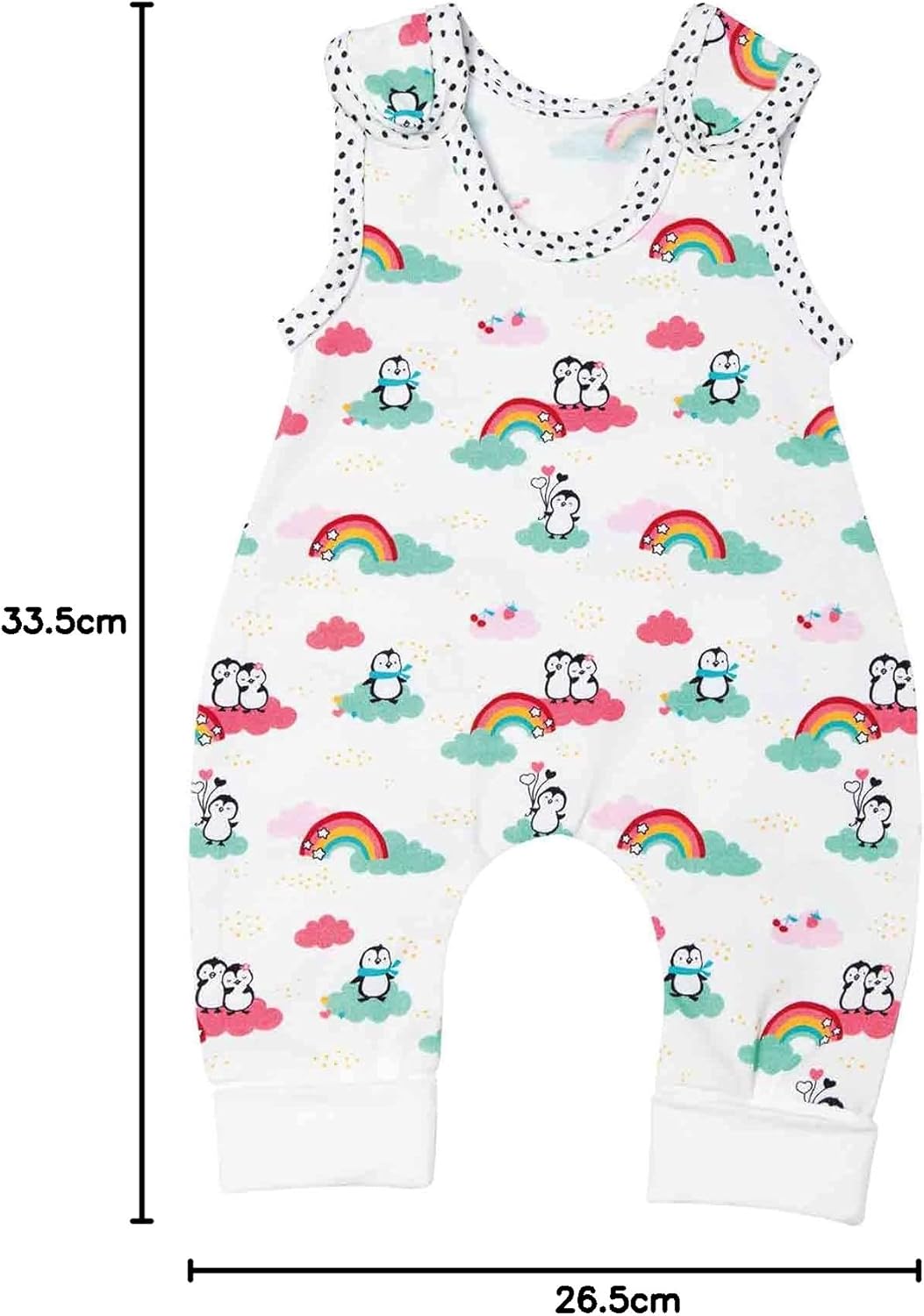 Heless 1185 - Bekleidungs-Set für Puppen im Pinguin Pünktchen Design, 2 teilig mit Strampler und T-S