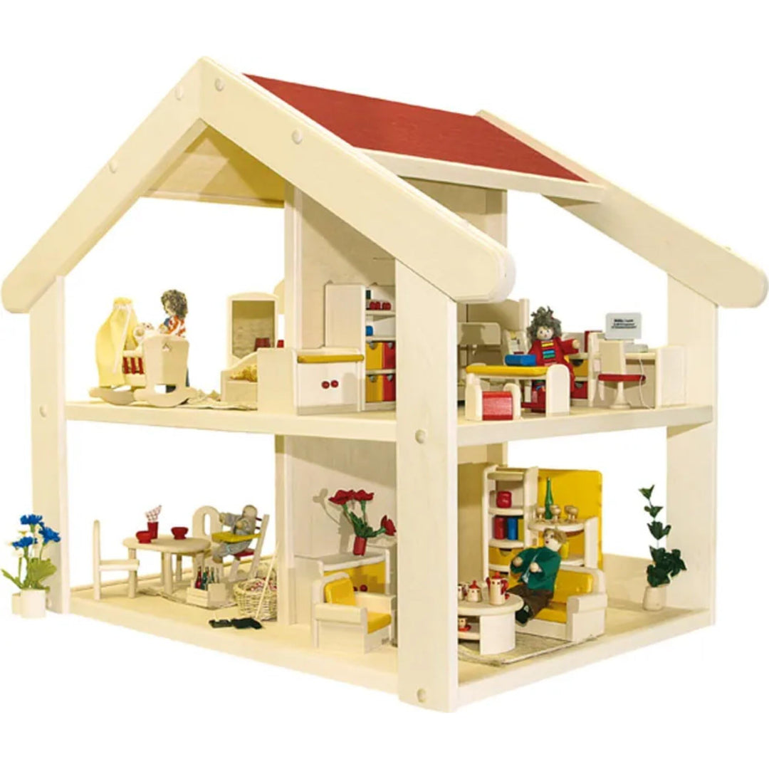 Rülke Holzspielzeug 23181 Puppenhaus, holzfarben, rot