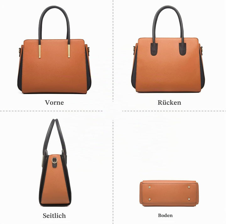 FANDARE Damen Handtasche 4 Stück Set Umhängetasche Frauen Reise Citytasche mit Unterarmtasche Brieft