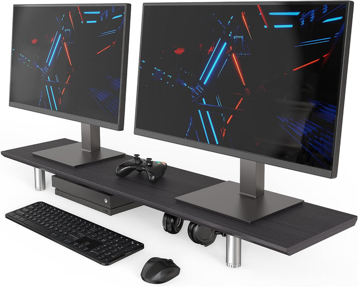 Fenge Grosser Monitorständer 100cm Dual Monitor Stands Riser mit Höhenverstellbarem Bein,Multifunkti
