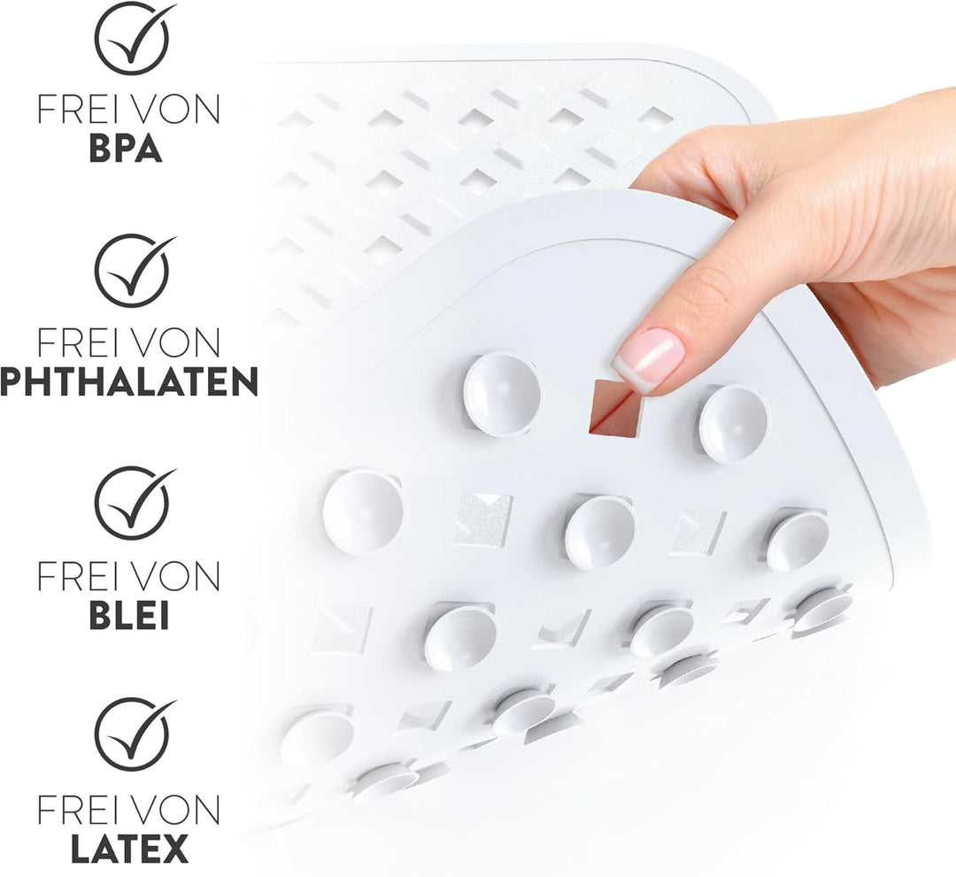 BAMONDO Duschmatte rutschfest & Hautsensitiv (weiss) 53x53 cm - Antirutschmatte Dusche maschinenwasc