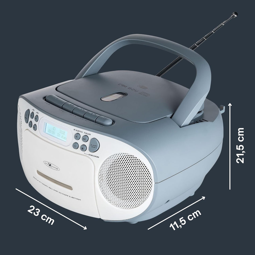 Reflexion CD-Player mit Kassette und DAB-Radio für Netz- und Batteriebetrieb (PLL UKW-Radio, DAB+, L