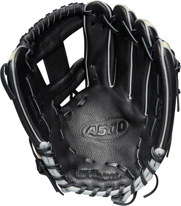 WILSON 2023 A500 Jugend-Baseballhandschuh Schwarz/Blond/Rot 11.5" Rechte Hand Wurf, Schwarz/Blond/Ro