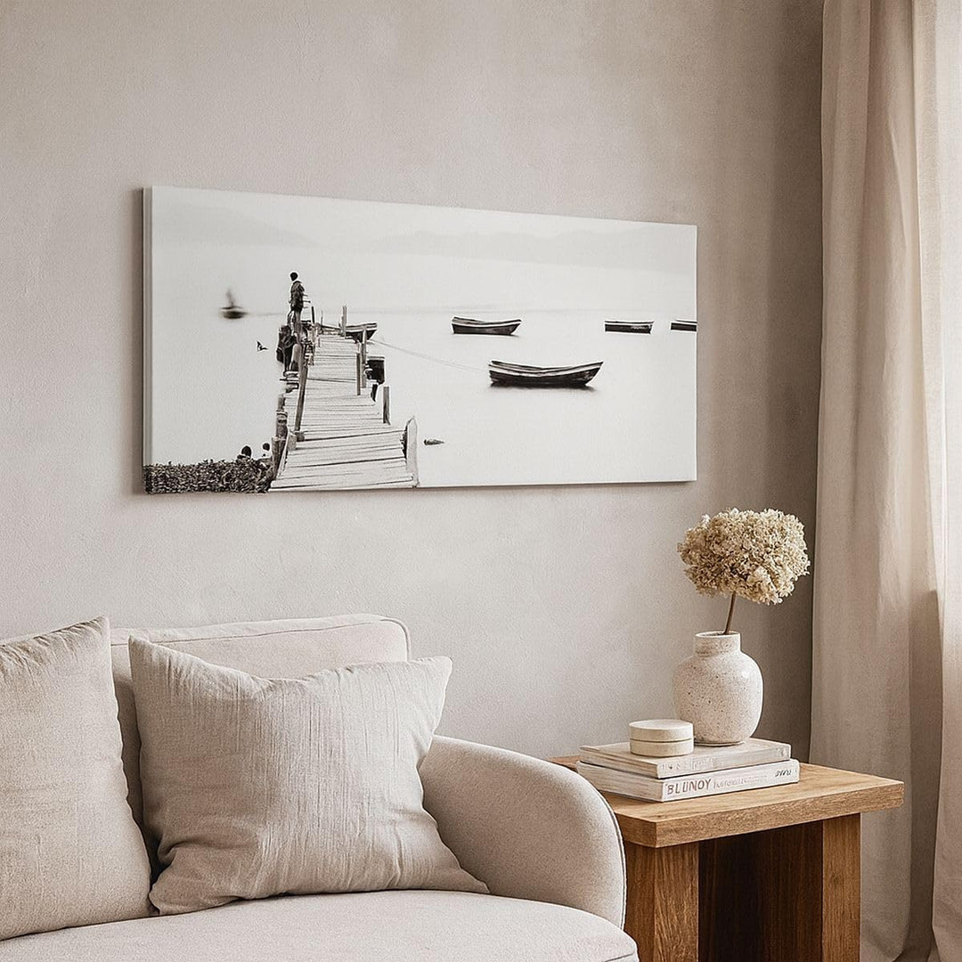Panorama Bilder auf Leinwand 100x40cm Leinwandbild Fussgängerbrücke See hongkong Gross Wanddeko Bild