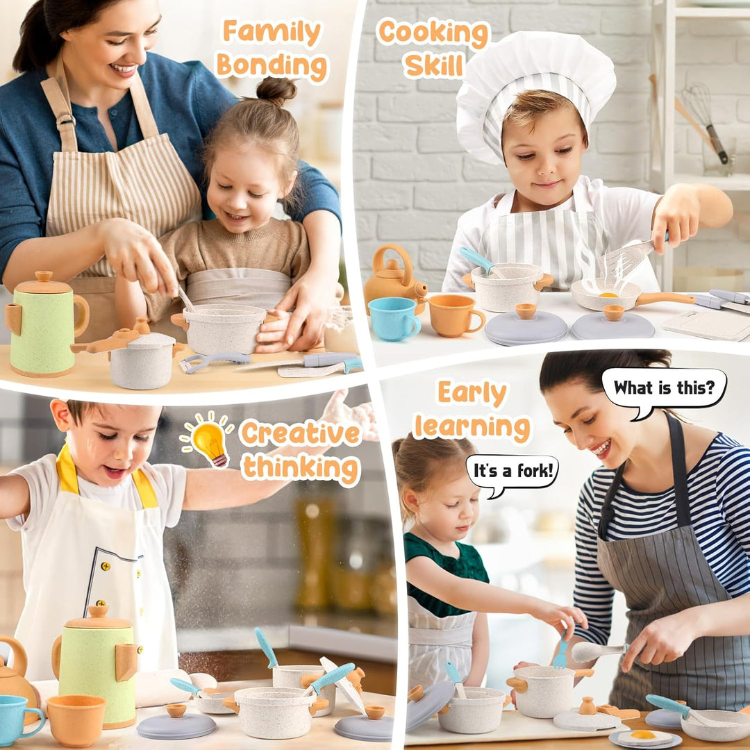 Dreamon Matschküche Zubehör Outdoor Kinderküche Spielküche Zubehör Kinder Töpfe Und Pan Set 31PCS Kü