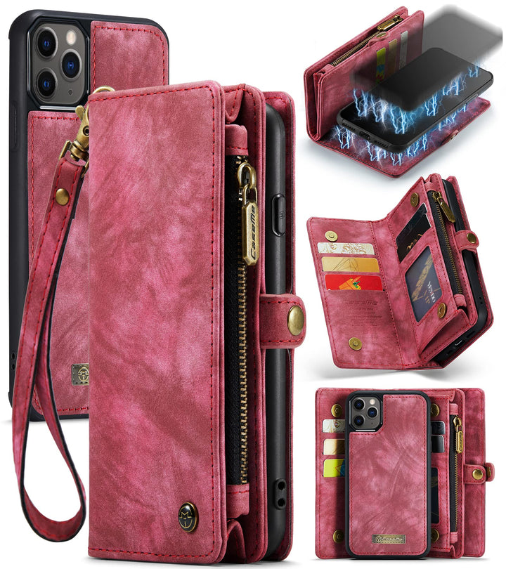 UFinetech Magnetische iPhone 11 Pro Hülle Tasche Design Leder TPU Bumper Flip Abnehmbar Flexibel Kar