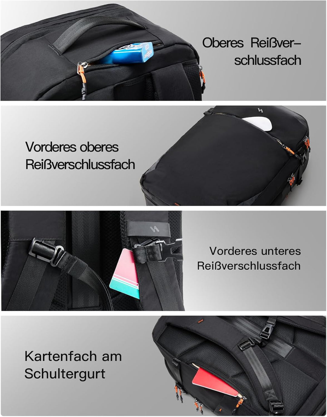 Inateck Reiserucksack 38.5L, Spritzwassergeschützt TSA Handgepäck Flugzeug Rucksack Travel Backpack