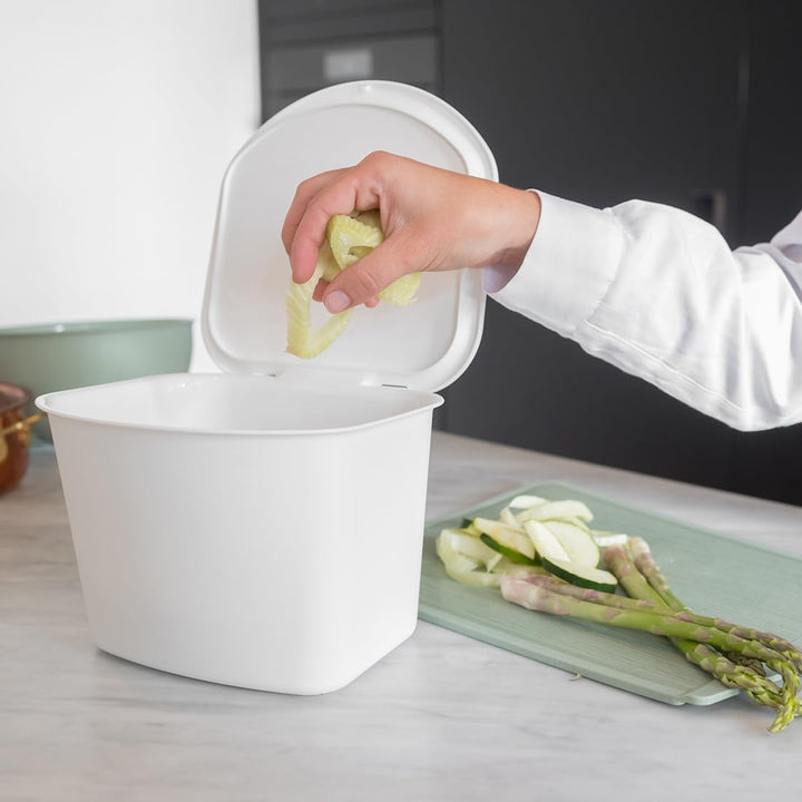 Koziol BIBO ORGANIC Biomülleimer Küche 3L (cotton white), Komposteimer mit Deckel, Bio Mülleimer für