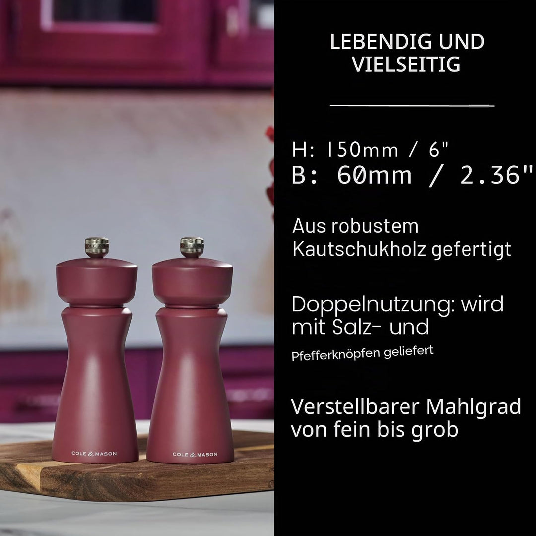 Cole & Mason Kenton Salz- und Pfeffermühle, Szechuanpfeffer, Verstellbarer Mahlgrad, Langlebiges Ker