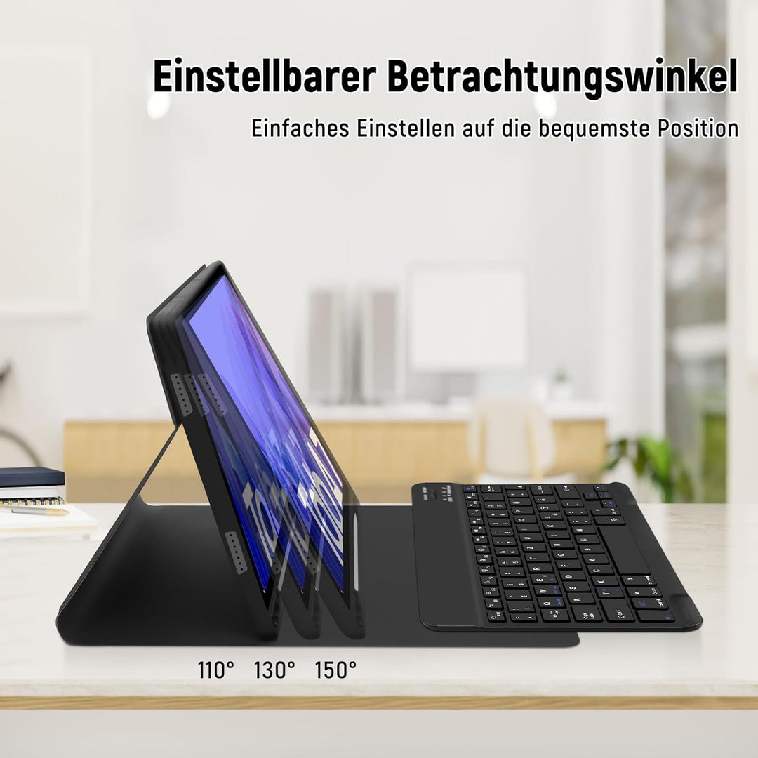 Lielax Tastatur Hülle für Samsung Galaxy Tab A7 10.4 Zoll 2022/2020(QWERTZ Layout), Magnetisch Abneh