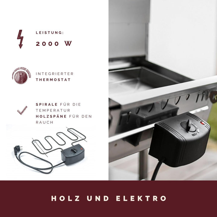 KAISER COMPANY '50' Hochwertiger Elektrischer Räucherofen/Räucherschrank aus Edelstahl I Tragbarer S