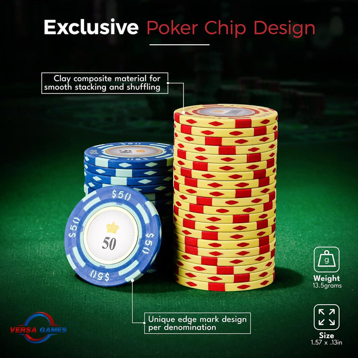 JPC 500 Piece Crown Casino Clay Poker Chips Set by