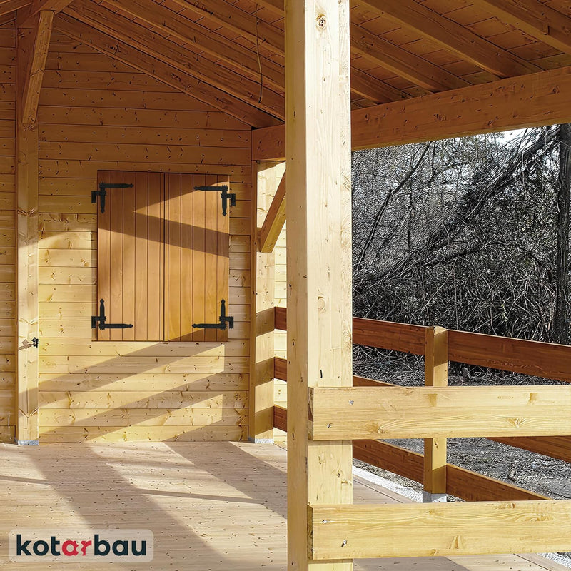 KOTARBAU® Winkelband 250 x 230 mm mit Kloben 4 x Scharnier Fensterladenband Winkelscharnier Türband