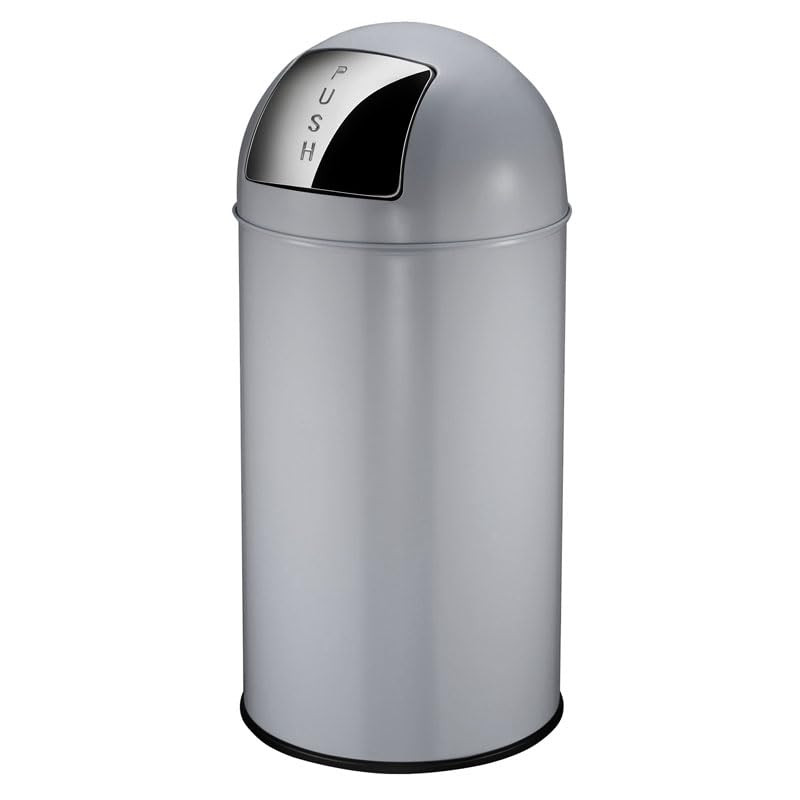 PROREGAL Abfallbehälter mit Pushdeckel & Inneneimer aus Metall | 40 Liter, HxBxT 74x34x34cm | Grau,