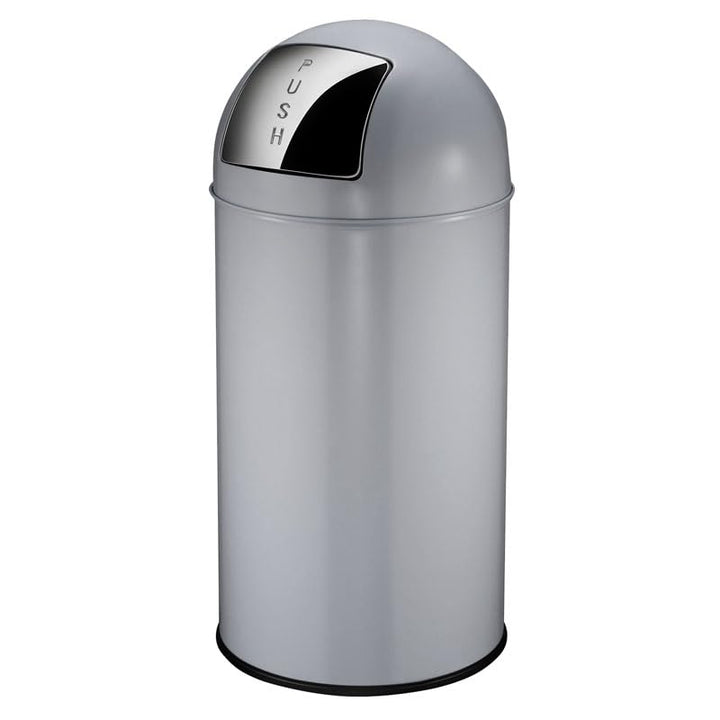PROREGAL Abfallbehälter mit Pushdeckel & Inneneimer aus Metall | 40 Liter, HxBxT 74x34x34cm | Grau,