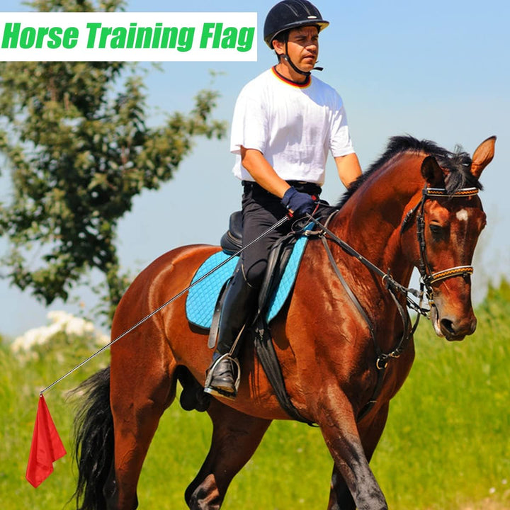 SETHVILL 4 Stück Pferde-Trainings-Flaggen, Pferde-Trainingsgerät mit 121,9 cm Teleskop-Fahnenmasten,