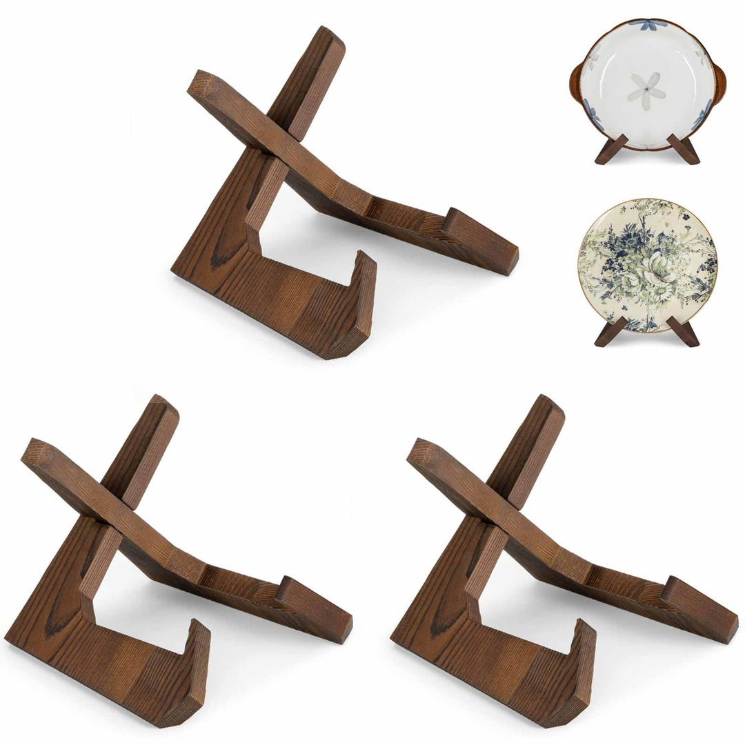 Schalenständer zur Präsentation, 3er Pack 6,5-Zoll-Schalenhalter, Holz-Aufsteller, Ständer für gross