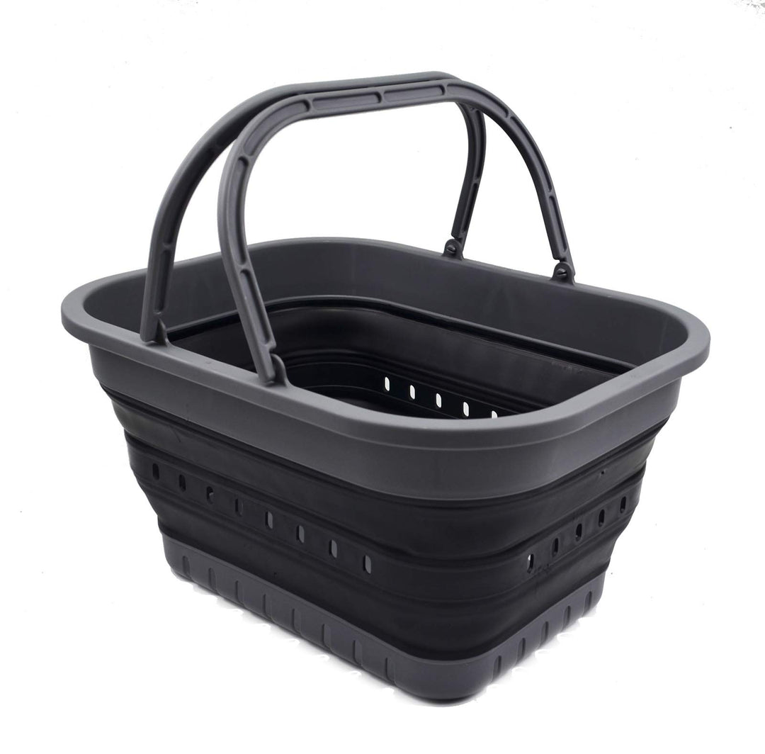 SAMMART 19L Collapsible Tub with Handle - Portable Outdoor Picnic Basket/Crater - Foldable Shopping
