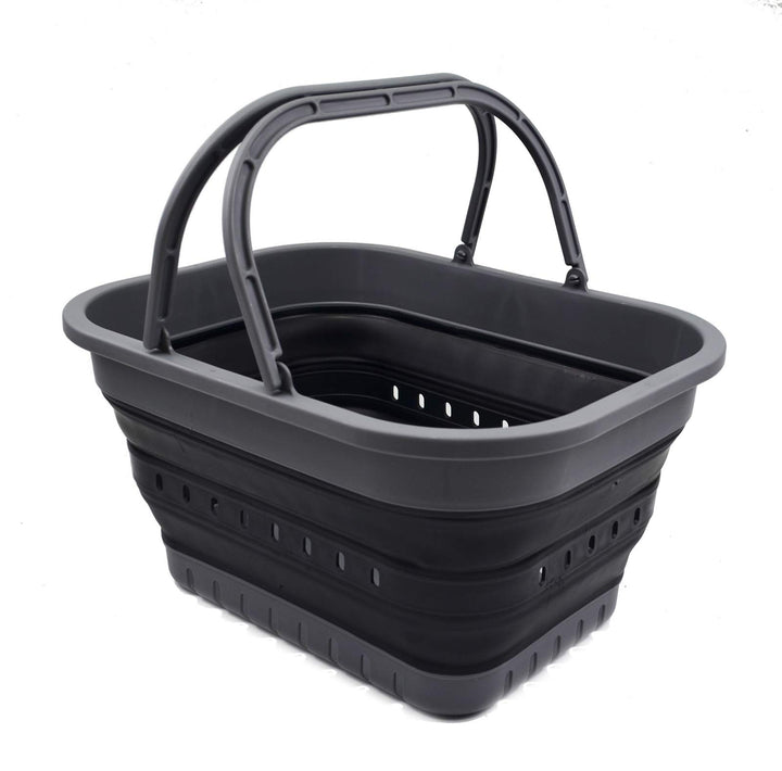 SAMMART 19L Collapsible Tub with Handle - Portable Outdoor Picnic Basket/Crater - Foldable Shopping