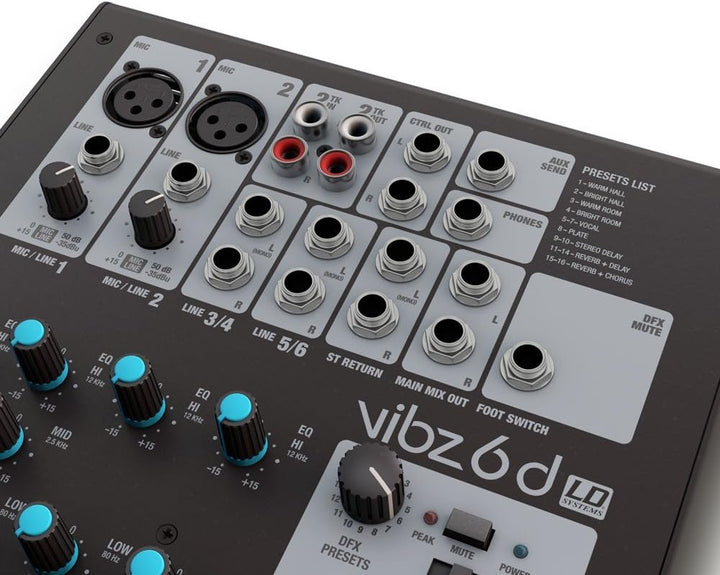 LD Systems VIBZ 6 D - 6-Kanal Mischpult mit DFX 6-Kanal mit DFX, 6-Kanal mit DFX