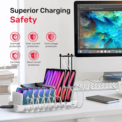 Unitek USB C Ladestation, 120 W, 10 Ports, Typ C, für mehrere Geräte, iPhone, Smartphones, Tablets,