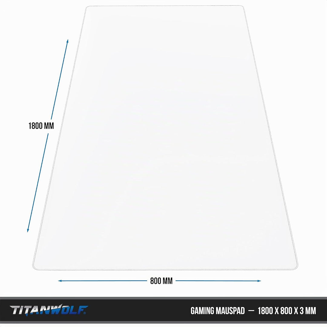 Titanwolf - XXXL Übergrösse Mauspad 1800x800mm - Gaming Mousepad Gross - 180x80 cm Tischunterlage La