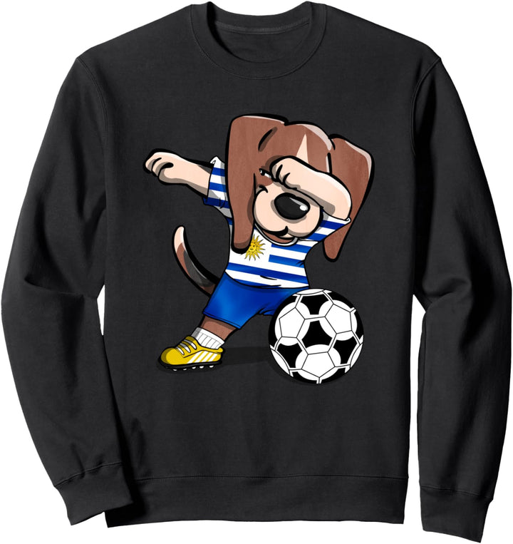 Dabbing Beagle Dog Uruguay Fussball - Uruguayische Flagge Sweatshirt