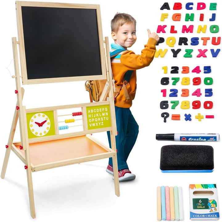 Mamabrum, Spieltafel aus Holz, doppelseitige Kindertafel Magnetisch und Kreide Kindertafel, Doppelse