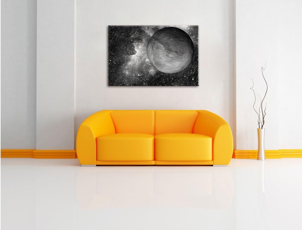 Pixxprint Mars im Weltall Kunst Kohle Effekt, Format: 100x70 auf Leinwand, riesige Bilder fertig ger