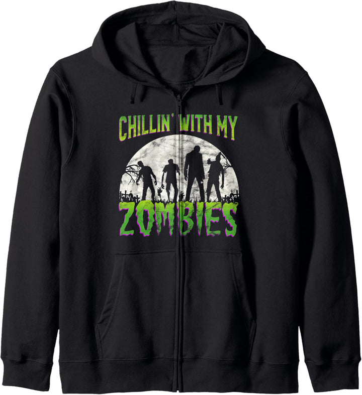 Chillin mit meinen Zombies - Vollmond Halloween Kapuzenjacke