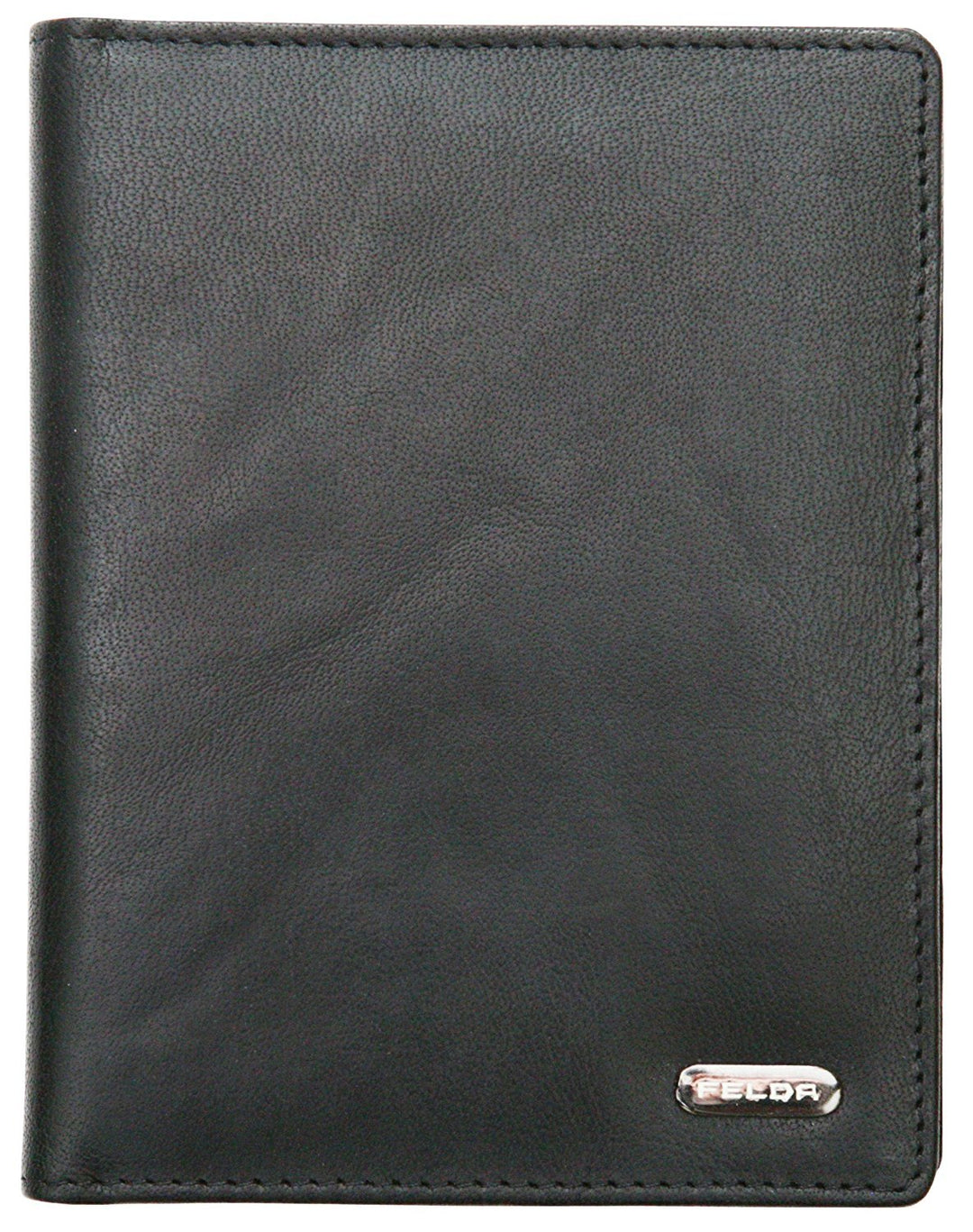 Felda - Reisebrieftasche aus Leder - Reisepasshalter & Kartenfächer - RFID-Blocker - Schwarz, Schwar