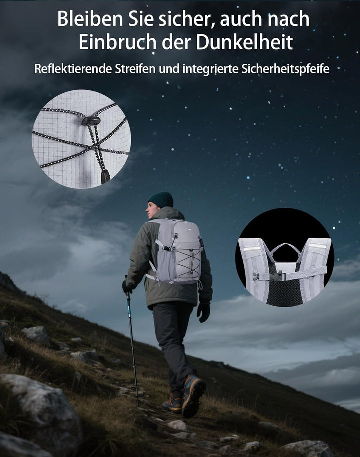 ECOHUB Leichter Atmungsaktiver Wanderrucksack mit Vielen Fächern aus PET | Dieser Wanderrucksack ist