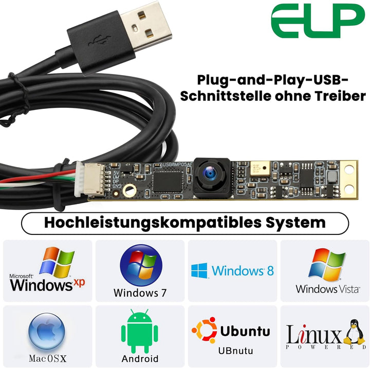 G 8MP USB Kameramodul mit Mikrofon Weitwinkel PC Kamera für Computer 4K Lightburn Kamera für Lasergr