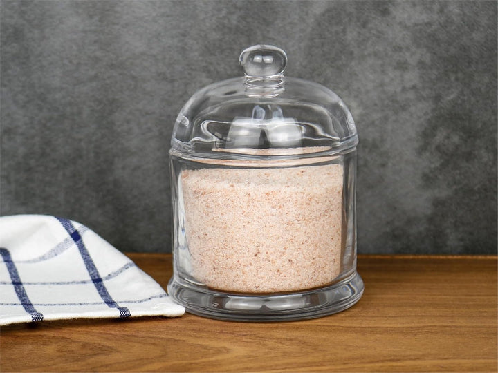 HillSpring Salzkeller aus Dickem Glas mit Edelstahllöffel, Klarer Behälter für Salz, Zucker und Pfef