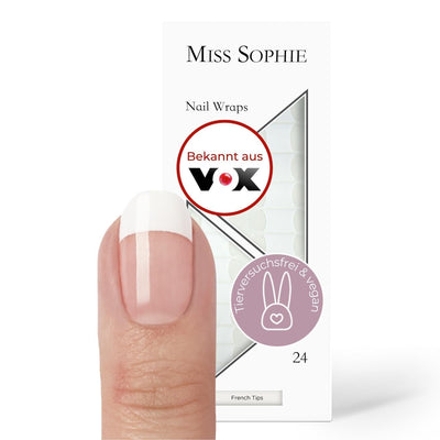 Original Miss Sophie Nagelfolien I 24 ultra-dünne Nagellack-Streifen mit French Tip transparent/weis