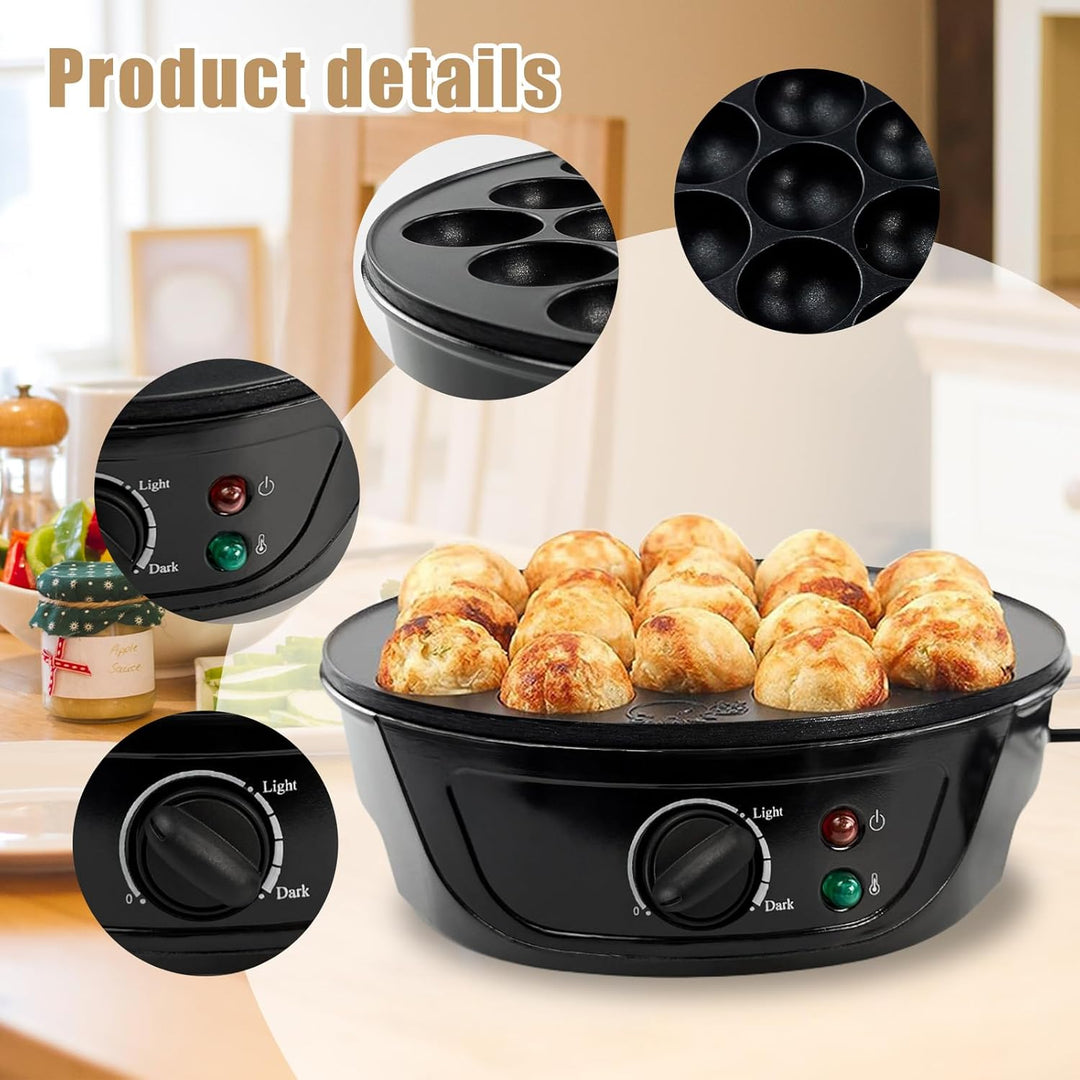 Elektrischer Takoyaki Maker, 750W 18 Löcher Takoyaki Maschine Mini Octopus Ball Making Tool Backform