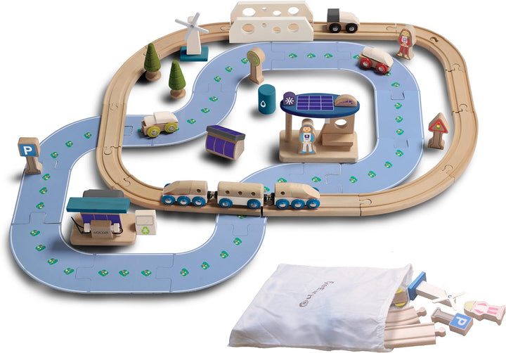 EverEarth - Eisenbahn-Set ökologische Stadt (EE33591) Eco City Train Set, Eco City Train Set