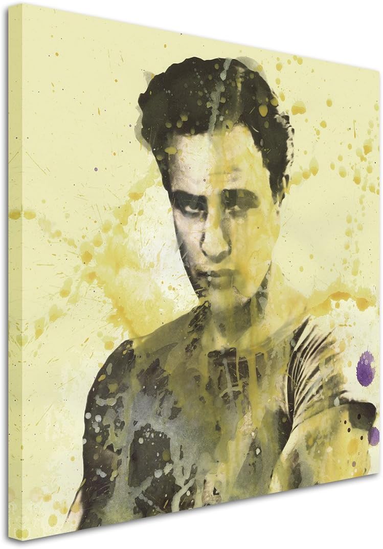 Marlon_Brando_Young_60x60cm Splash Art Paul Sinus Aquarell, Gemälde, Kunstbild auf Leinwand