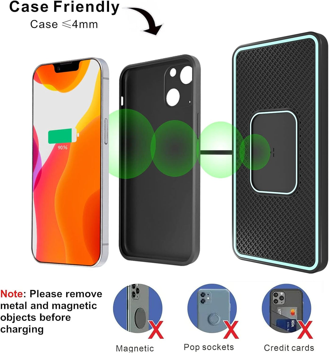 Wireless Charger Auto Ladepad, Polmxs 15W Schnelles Kabelloses Ladegerät Ladematte rutschfest Indukt
