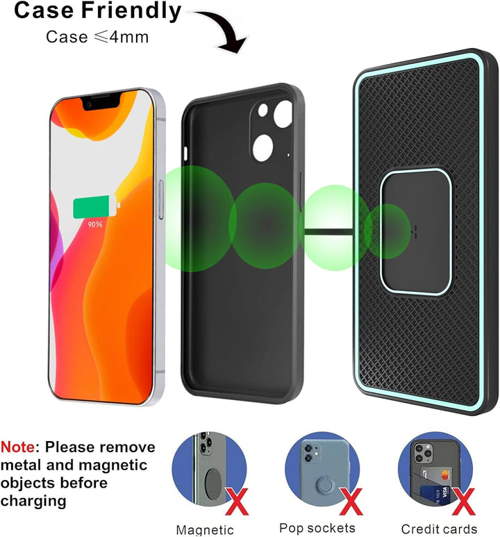 Wireless Charger Auto Ladepad, Polmxs 15W Schnelles Kabelloses Ladegerät Ladematte rutschfest Indukt