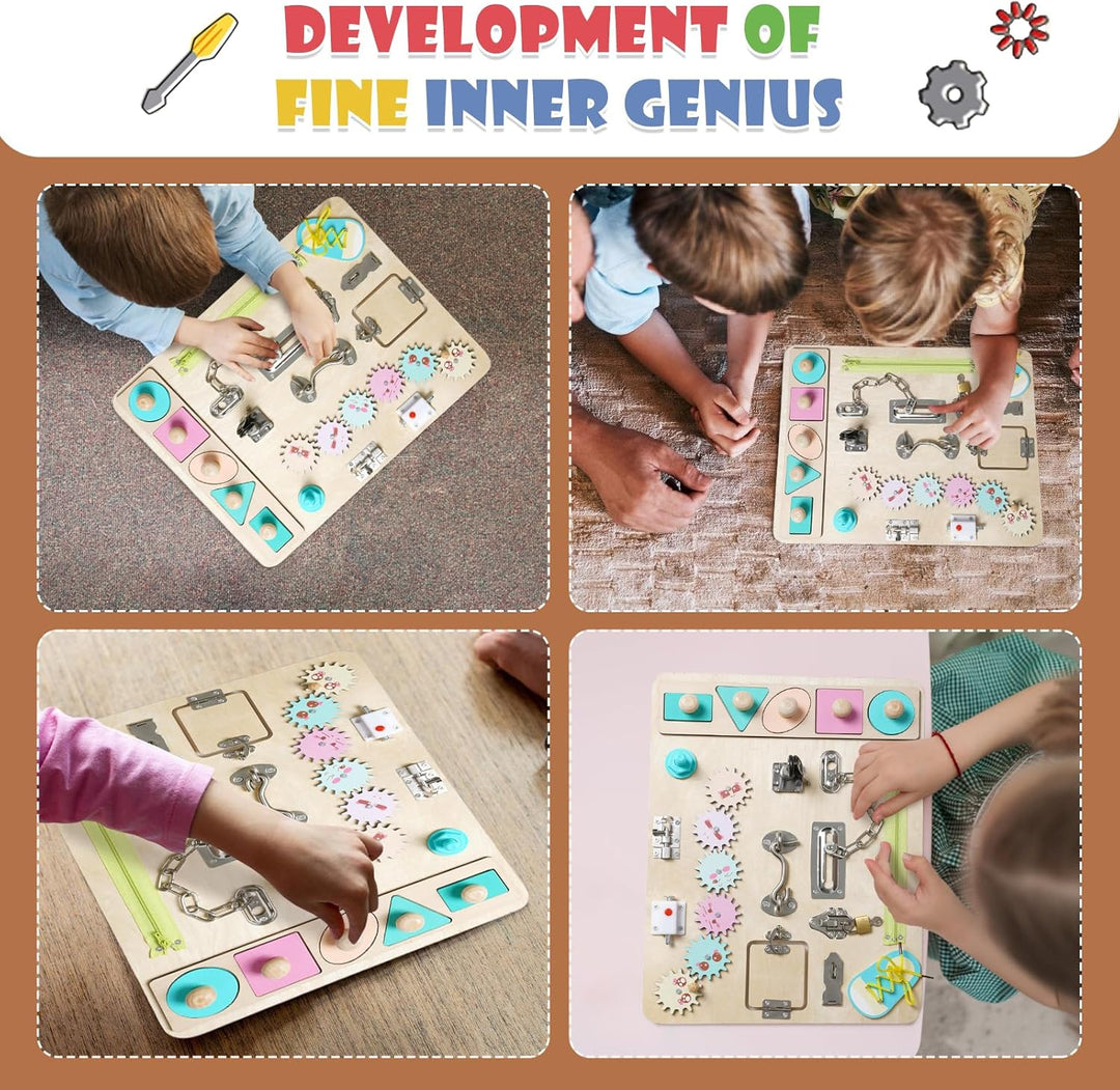 NUKied Busy Board für Kleinkinder,Holz Montessori Busy Board,Baby Pädagogisches Sensorik Spielzeug f