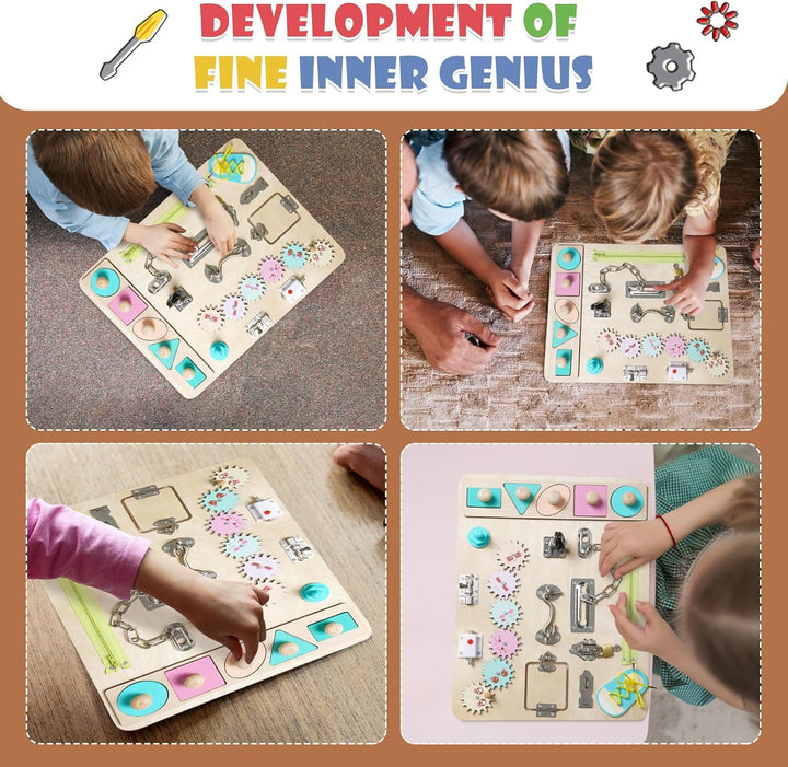 NUKied Busy Board für Kleinkinder,Holz Montessori Busy Board,Baby Pädagogisches Sensorik Spielzeug f