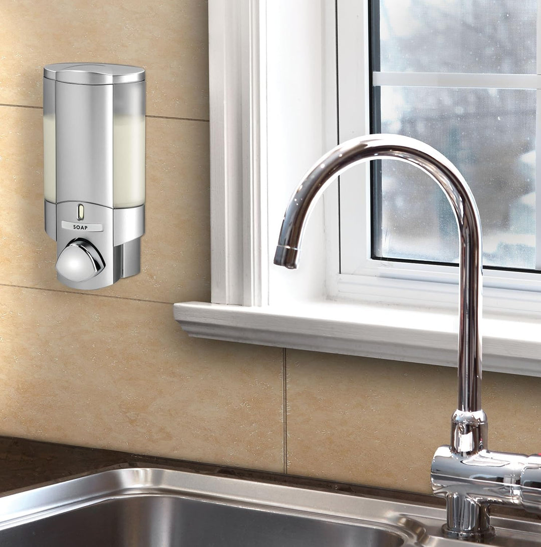 Better Living Aviva Seifenspender für 1 Flasche, Satin Silver 1-Chamber Satin-Silberfarben Satin-sil