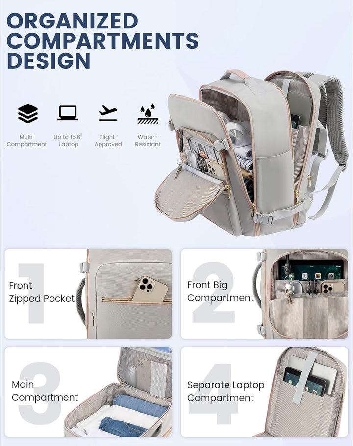 LOVEVOOK Handgepäck Rucksack Flugzeug, 40L Gross Reiserucksack Damen Kofferrucksack, Wasserdicht Rei