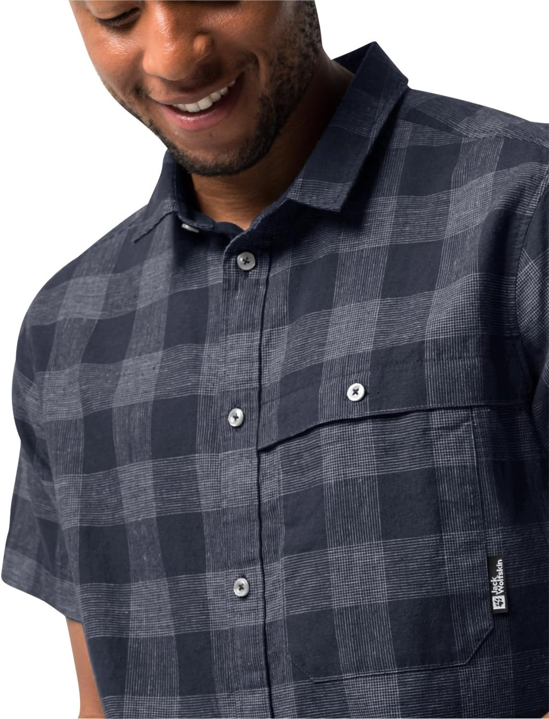 Jack Wolfskin Herren Highlands M Shirt Shortsleeve L Night Blue Checks, L Night Blue Checks