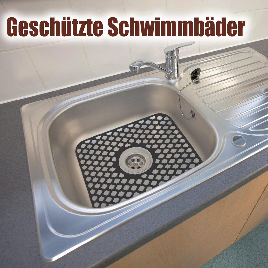 Silikon SpüLbeckeneinlage, Zusammenklappbar rutschfeste SpüLbeckenmatte Silikon 34x29 cm (Schwarzes