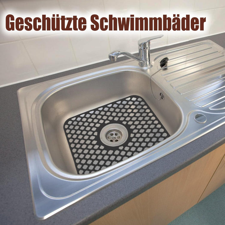Silikon SpüLbeckeneinlage, Zusammenklappbar rutschfeste SpüLbeckenmatte Silikon 34x29 cm (Schwarzes