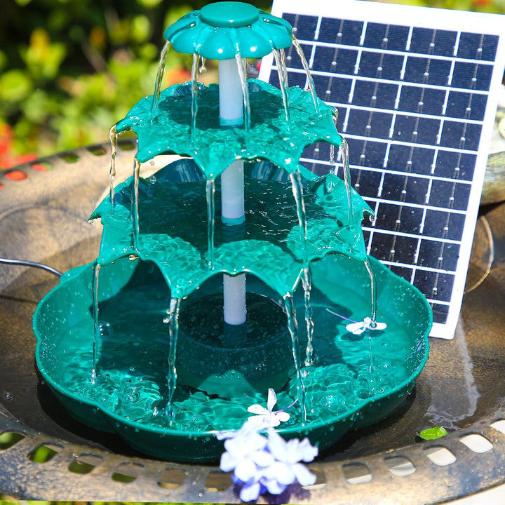 AISITIN DIY Brunnen,Vogeltränke Sets mit 6,5W Solar Springbrunnen, 3 Stufige Vogelfütterer für Draus