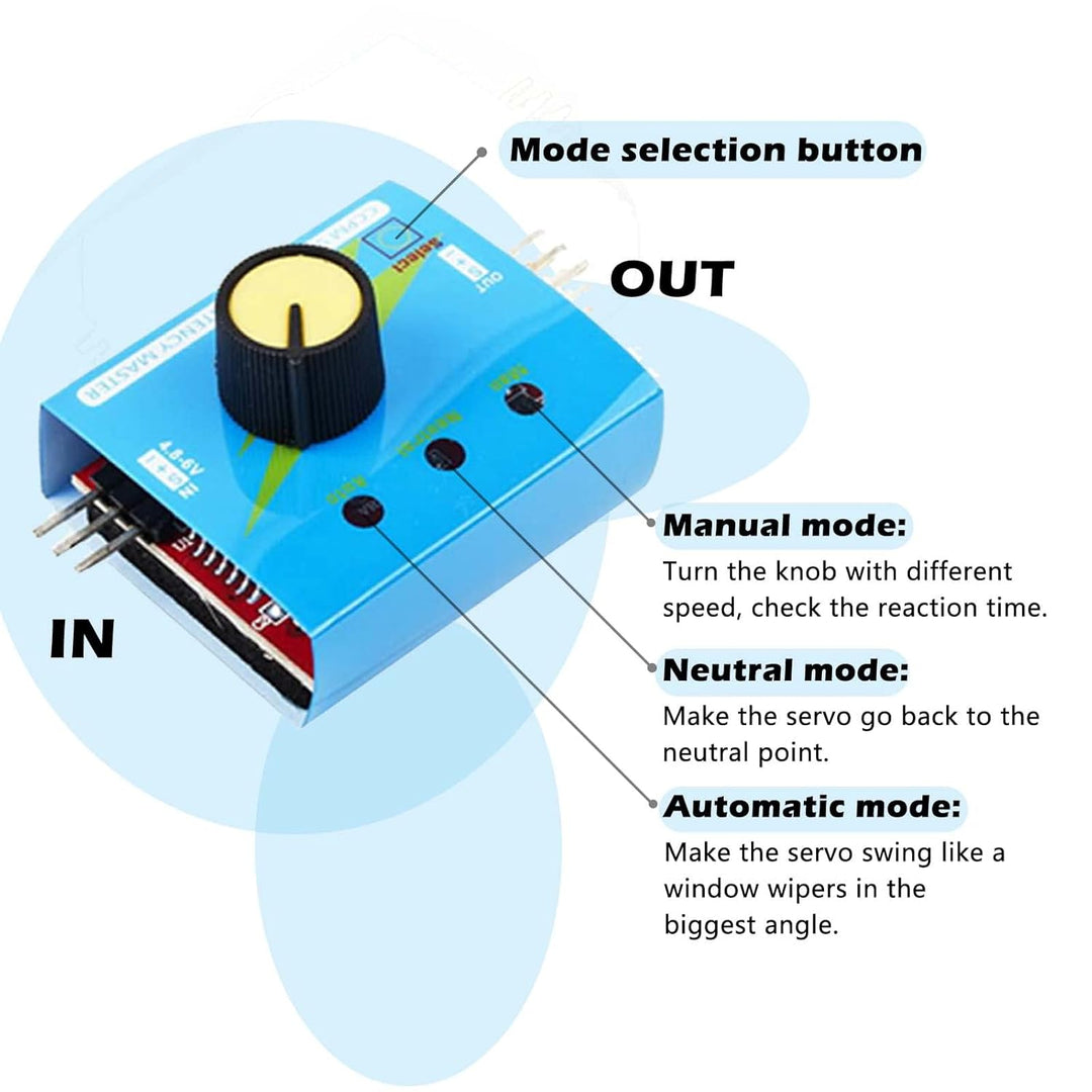 Micro Servo Tester Kit,9g Servo Motor 360°+3CH Digital Servo Tester ESC Speed Controller Checker+AA